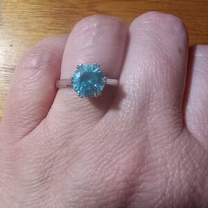 Elegant Blue Gemstone Silver Ring